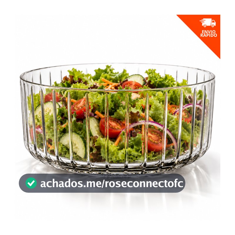 Tigela Saladeira de Vidro 1,8L Rosewood Grande Transparente para Saladas Frutas Sobremesas e Mesa Posta