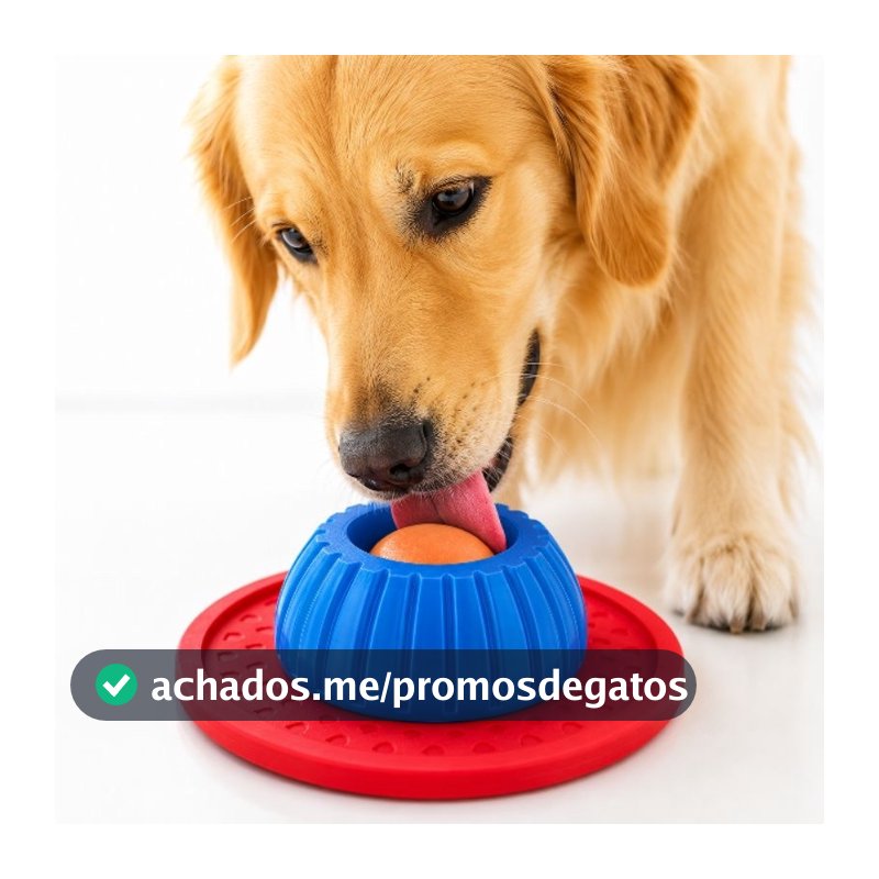 Lambedor Pet Com Ventosa Bolinha Giratória Rotativa Comedouro Lento Anti Estresse Cães Gatos