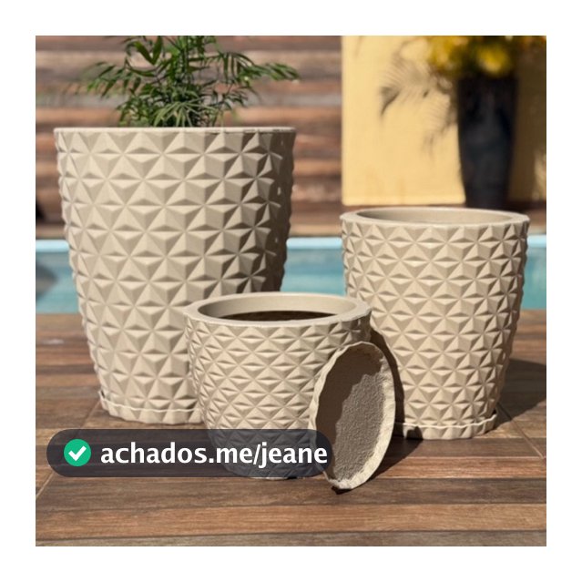 kit 3 Vasos Para Plantas Decorativo Polietileno Jardim Varanda Luxo Diamante N1 N2 N3