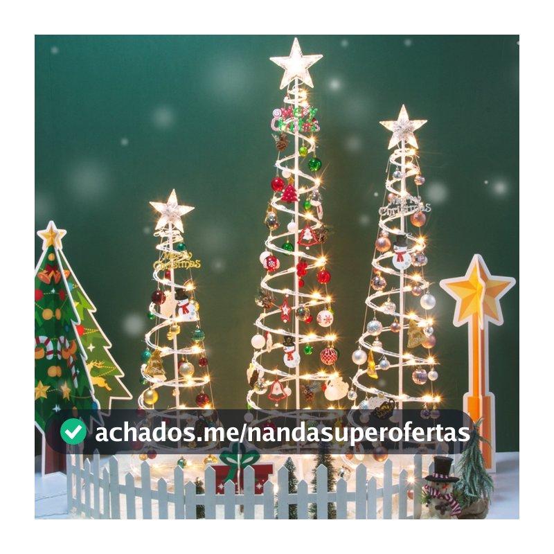 Árvore de Natal 1,8m iluminada LED com Kit Completo de Enfeites dobrável DIY Decoração Festiva N10