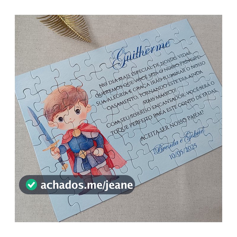 Convite Daminha ou Pajem de Casamento - Quebra-Cabeça