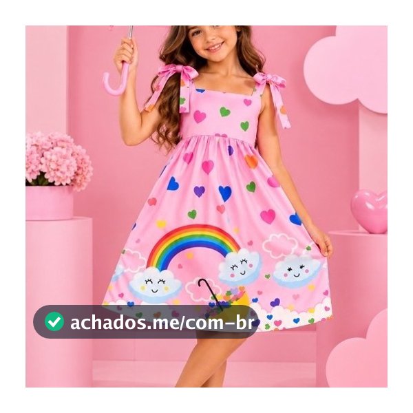 Vestido Infantil Menina Verão Fresquinho Soltinho Blogueirinha Roupa de Criança Moda Infantil-ATENCAO TABELA DE TAMANHO
