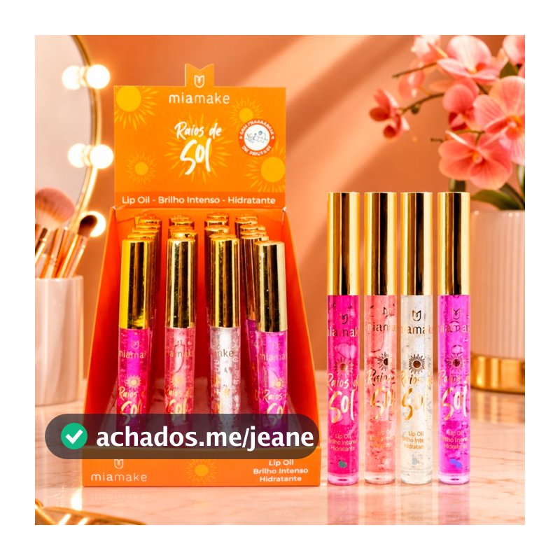 Box c/ 24 Lip Oil Raios de Sol Mia Make Atacado Gloss Hidratante
