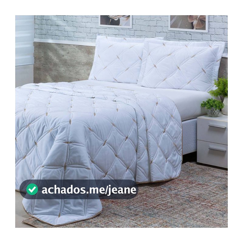 Kit Colcha Cobre Leito 3 Peças QUEEN Percal 200 Fios Unique