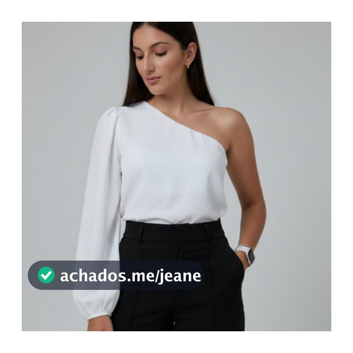 Blusa Feminina Um Ombro Só Alfaiataria Mula Manca Manga Bufante Social Bia