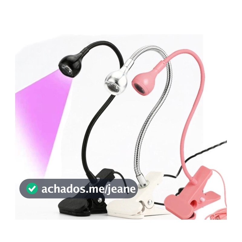 LED Luminária UV para Unhas com Clipe e Haste Flexível, Secador de Esmalte em Gel para Manicure Caseira e Profissional