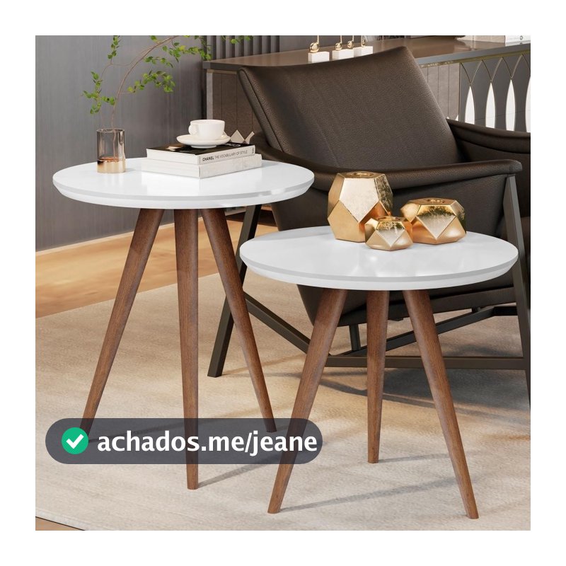 Kit Mesa De Apoio E Lateral Sofá E Sala Visita Freijó