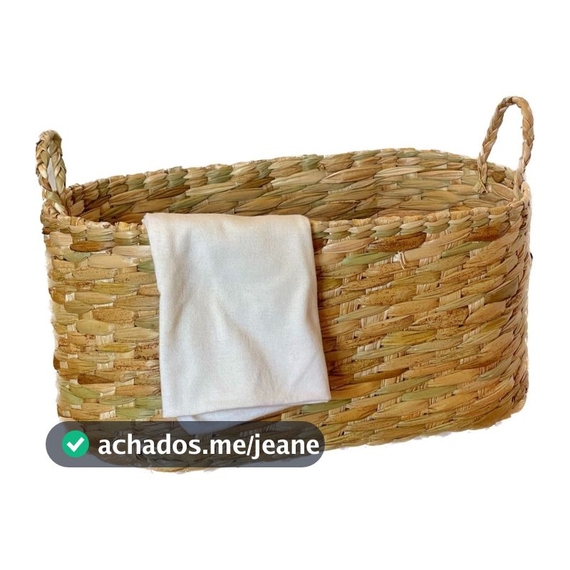 Cesto Oval Palha De Taboa Com Alça G Decração Elegante Estilo Boho
