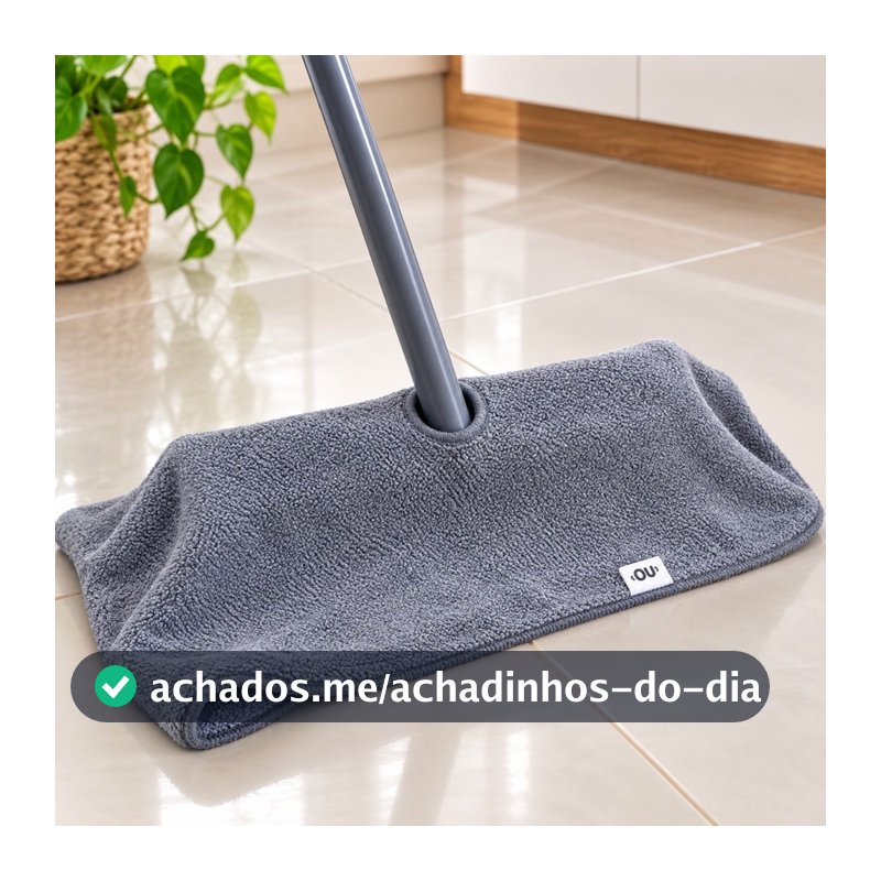Pano de Chão em Microfibra com Encaixe para Cabo de Vassoura
