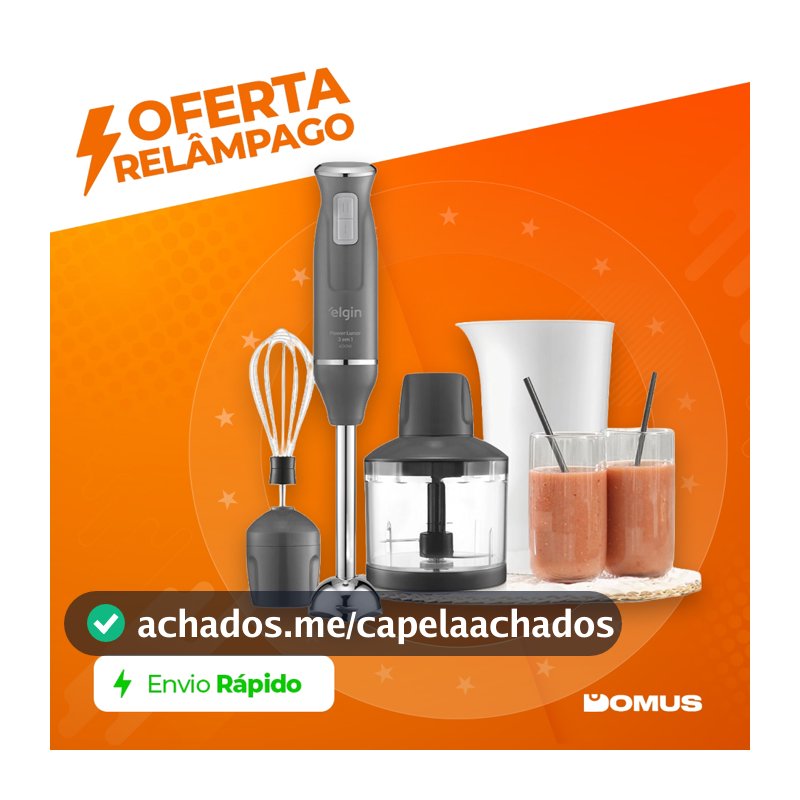 Mixer 3 em 1 Power Inox Lunar Elgin 600W Processador