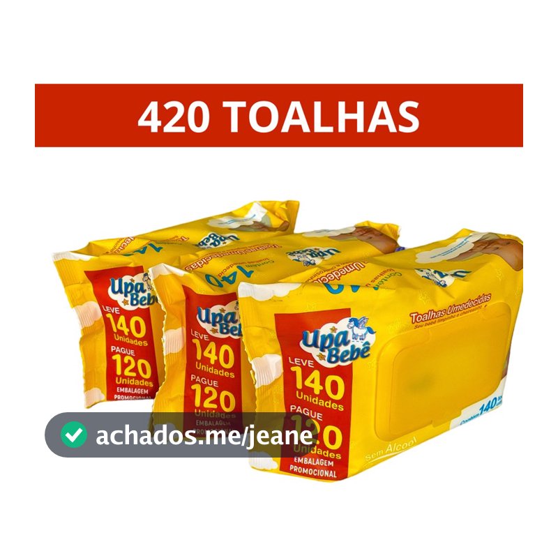 420 Toalhas Umedecidas/3 Pacotes- Upa Bebê Promoção