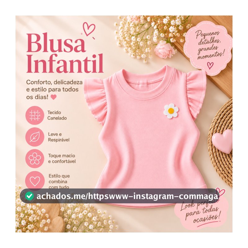 Blusa Infantil Menina Canelada Manga Curta com Babado Feminina Tamanho 4 ao 12