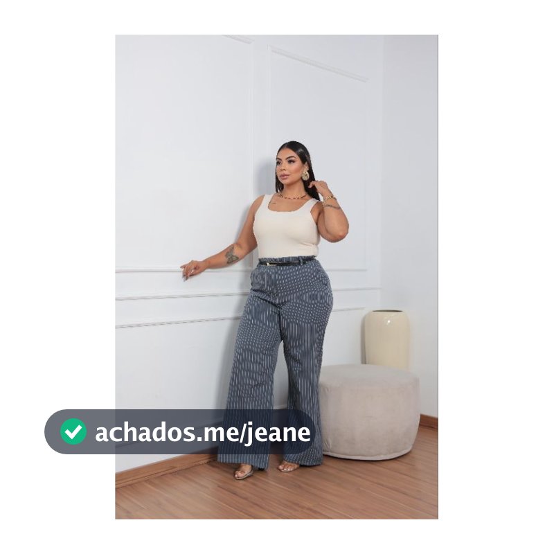 calça pantalona alfaiataria plus size listrada