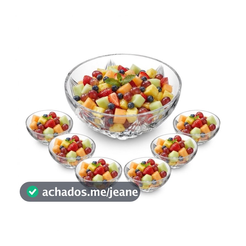 Conjunto 7 Peças para Sobremesa de Vidro Sun Wolff Mesa Presente Decoração Requintado Sofisticado Confeitaria Sobremesas