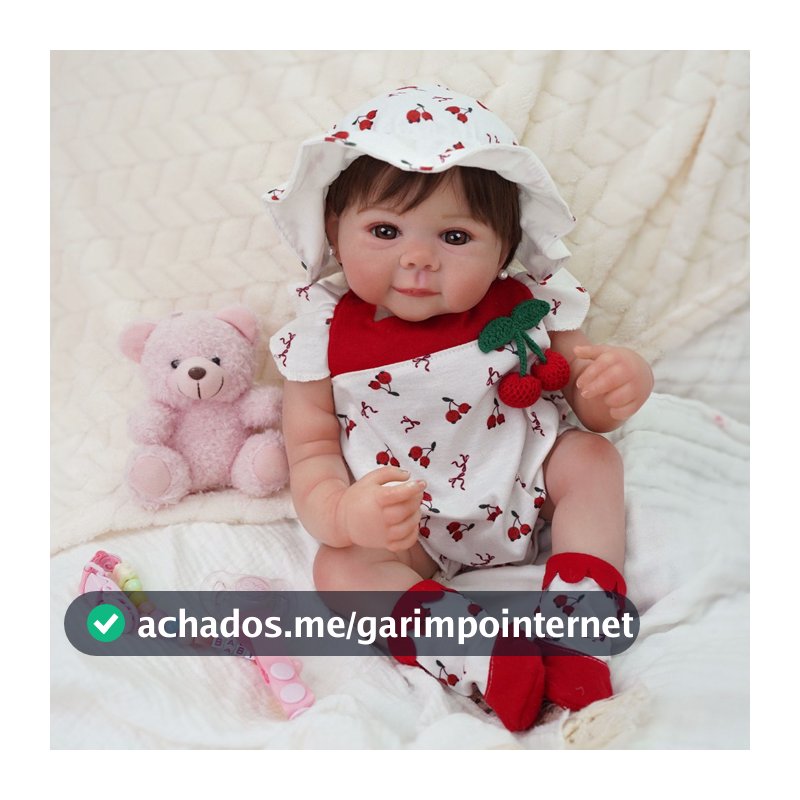 Bebê Reborn Boneca Silicone Realista 48cm Menina Ohlo Castanho Pode dar Banho Para Presente