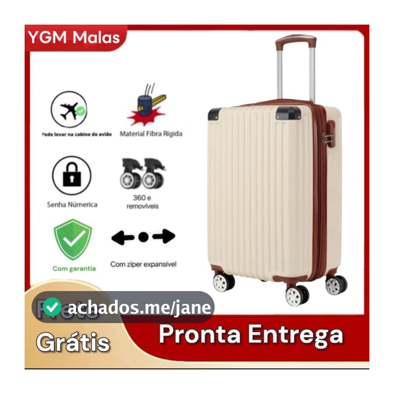 Mala De Viagem Polipropileno Zíper Extensível Rodas 360 Removíveis Bordo Pequena Media 10KG 8KG 18KG
