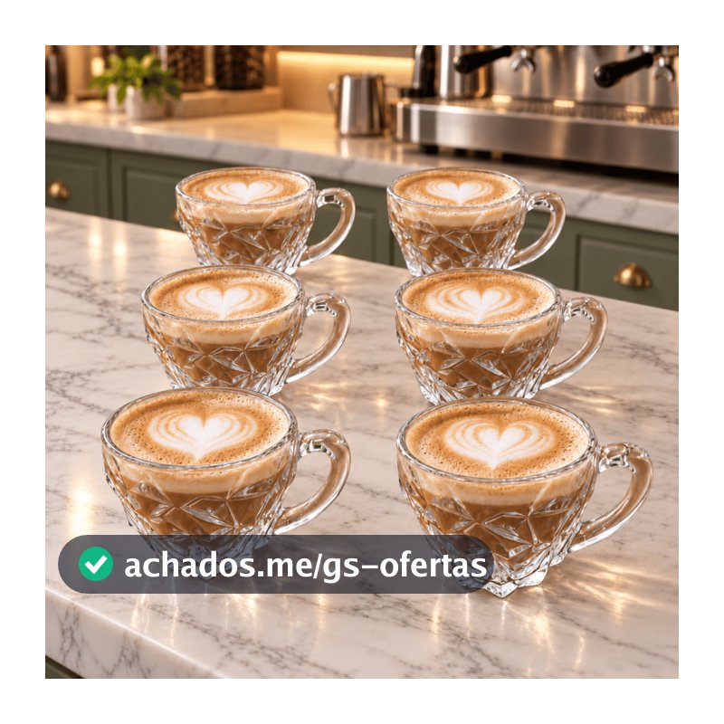 Jogo de Xicaras de Vidro Modelo ROCKS 105ml Moderna Para Cozinha e Café Chá Resistente