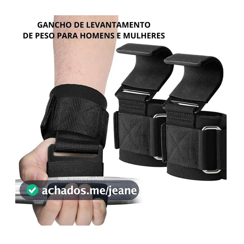 Par Strap Gancho Aço Garras Munhequeira Reforçado 2a Geração Alta Qualidade Treino Musculação Academia