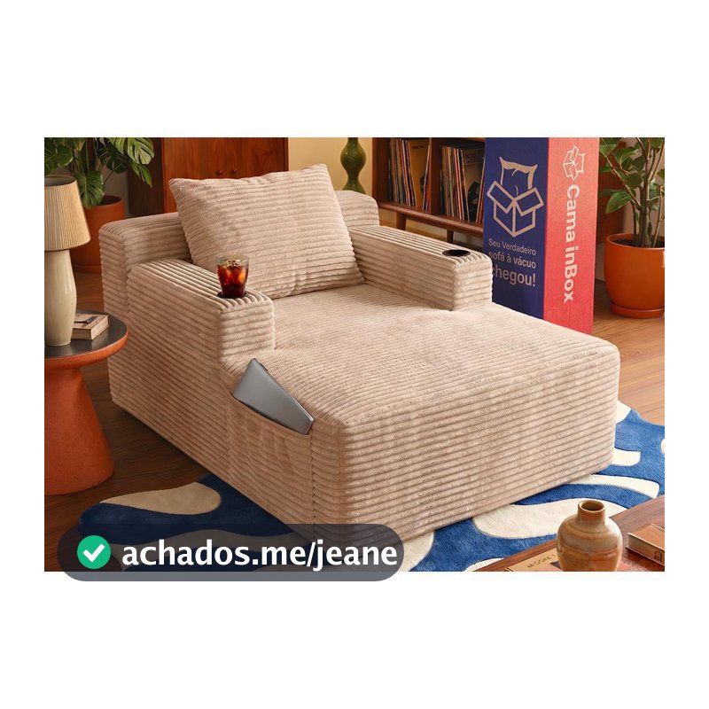 Sofá Poltrona Hydi. com Molas Ensacadas Boost Tech Tecido Velourê Cama inBox
