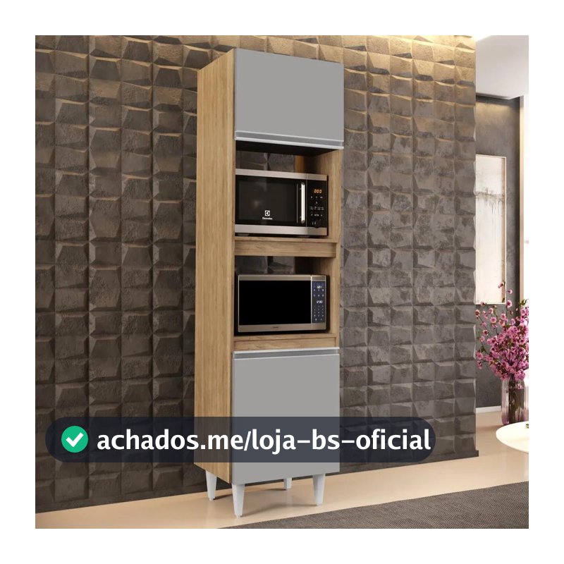 Paneleiro Cozinha Torre Quente 56cm Colorado Castanho/Cinza - Lumil Móveis