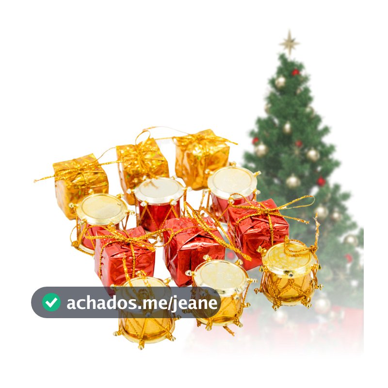 Enfeite de Natal em Forma de Árvore e Tambor para Pendurar