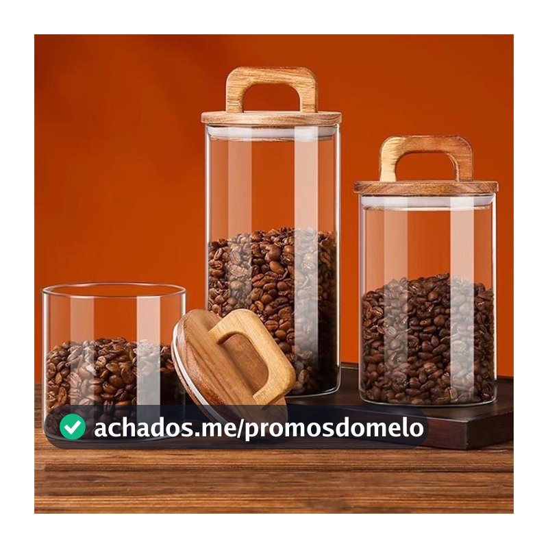 Pote De Vidro Redondo Tampa Madeira Hermético Condimento 700ml/1000ml/1400ml