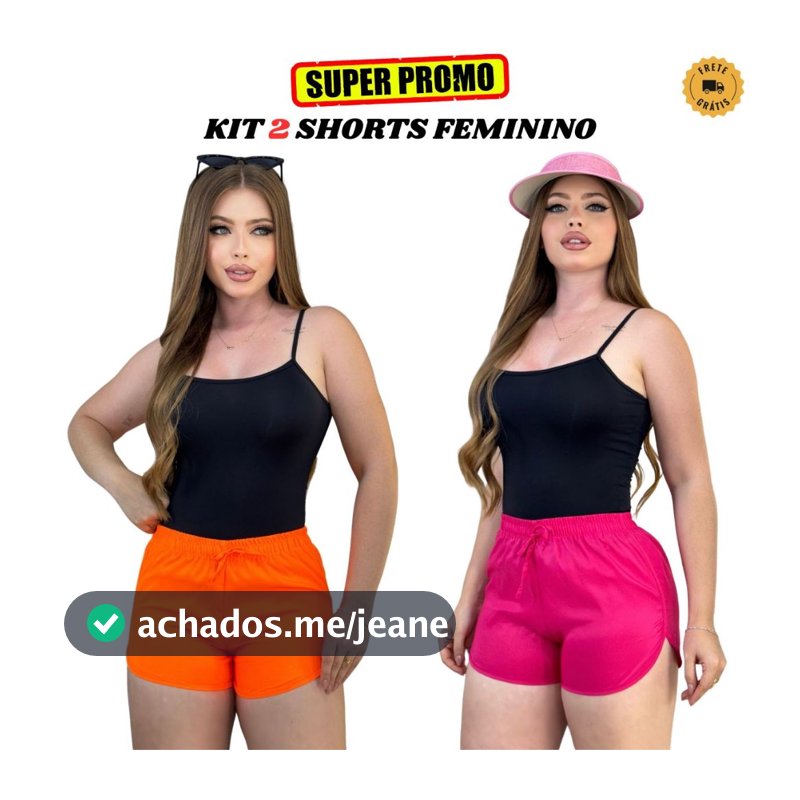 Kit 2 shorts Tactel Feminino Saída de praia pareô Canga Short de Academia Moda Verão Short Caminhada