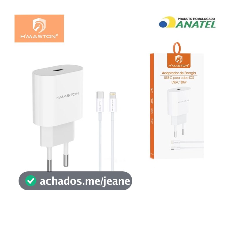 H'maston CB-17/CB-23 Carregador Turbo PD30w  Fonte Carregar Celular Portátil Com Cabo Usb  Tipo-c Lighting