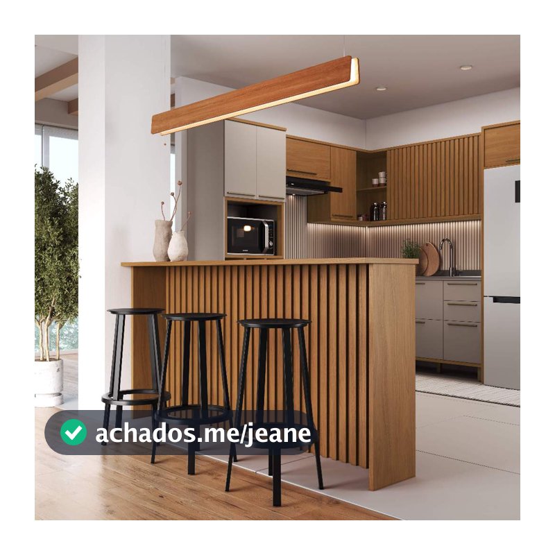 Bancada Ripada Para Cozinha 208cm Cairo Fidelitá Freijó