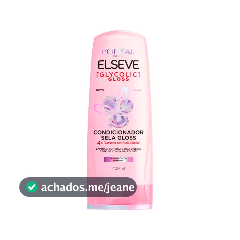 Condicionador Gloss, Contra Porosidade e Sela Cutículas, com Ácido Glicólico, Glycolic Gloss L'Oréal Paris Elseve, 400ml