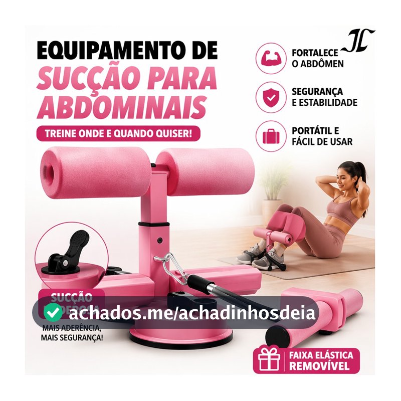 Aparelho Abdominal com 3 Ventosas Fortes Ajustável Protege Barriga e Joelhos com Faixa de Resistência Portátil JFQ