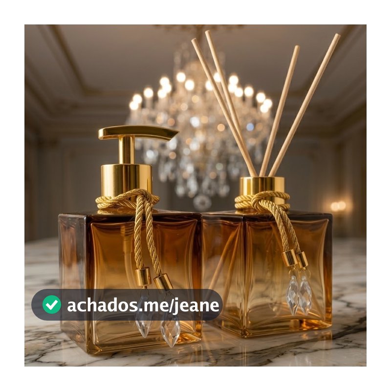 Kit Lavabo Saboneteira e Difusor de Vidro Degradê Decorativo para Banheiro