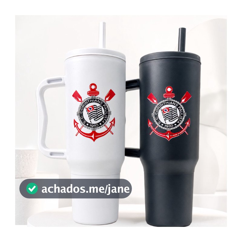 Copo com Canudo Corinthians 1200ml Em Policarbonato Sport Club Corinthians Paulista