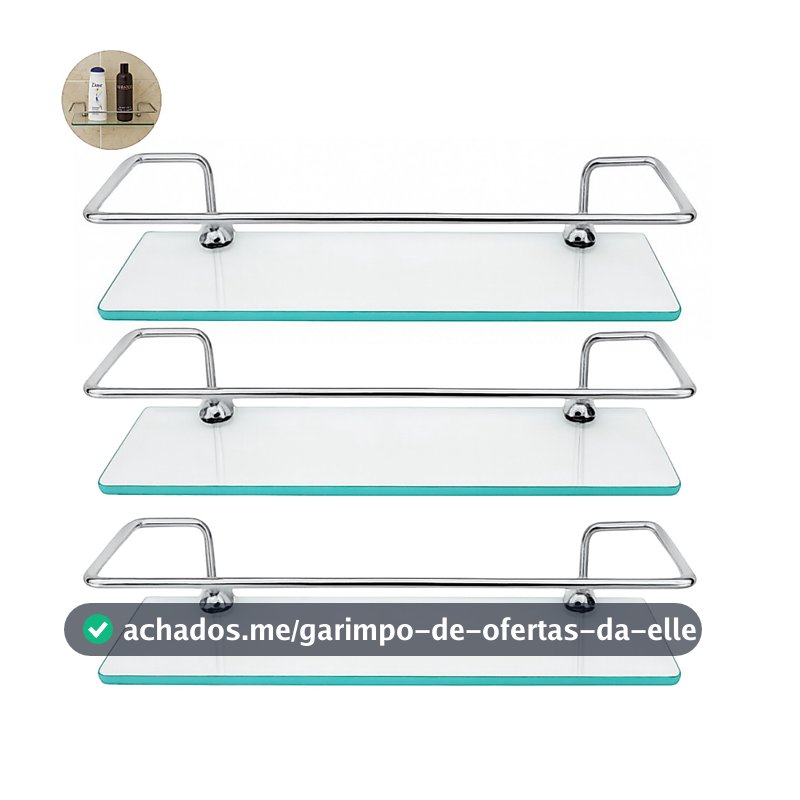 Kit 3 Porta Shampoo De Reto Luxo Prateleira Vidro Para Banheiro Ou Cozinha Organizador De Box