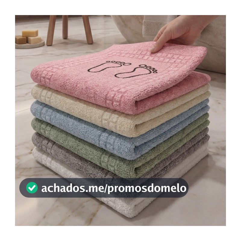 Kit Tapete Para Banheiro Atoalhado Pezinho 100% Algodão 40x60cm Saída de Box - KIT COM 5 UNID
