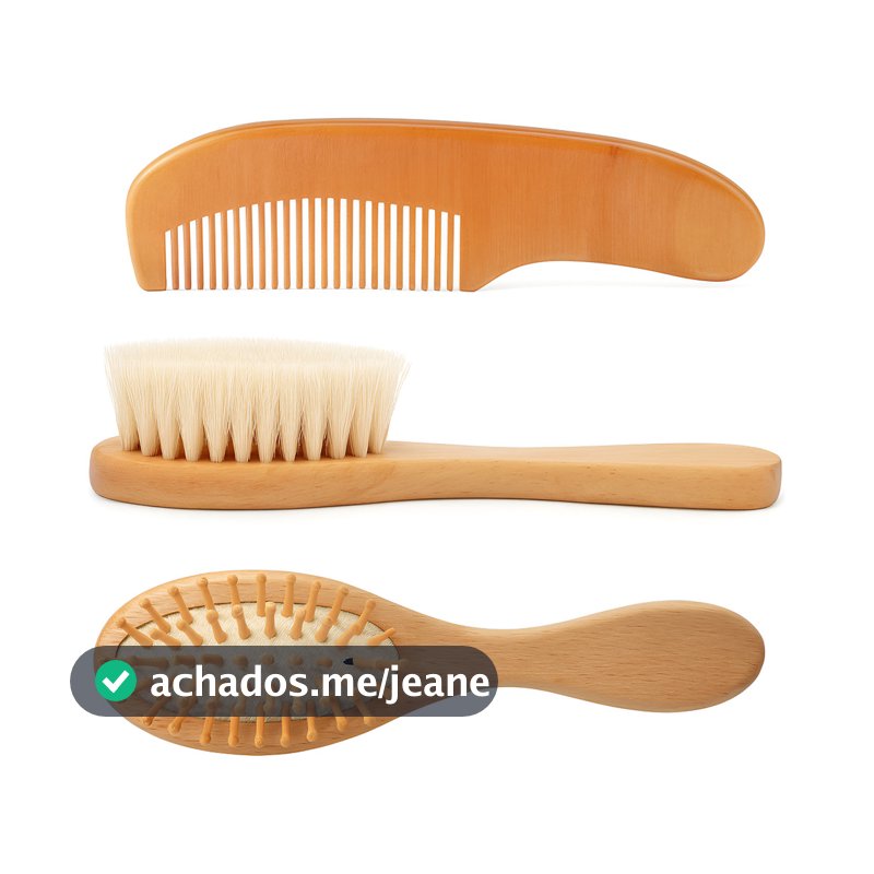 Kit 3x Escovinha Escova Cabelo Bambu Cerdas Naturais Minizen