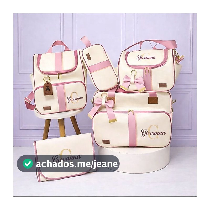 kit bolsas maternidade luxo 5 peças personalizadas