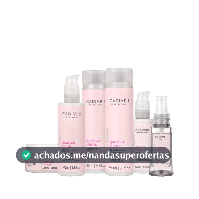 Kit Cadiveu Professional Essentials Quartzo Shine Shampoo Condicionador Máscara Pré- Shampoo Leave-in e Óleo (6 produtos