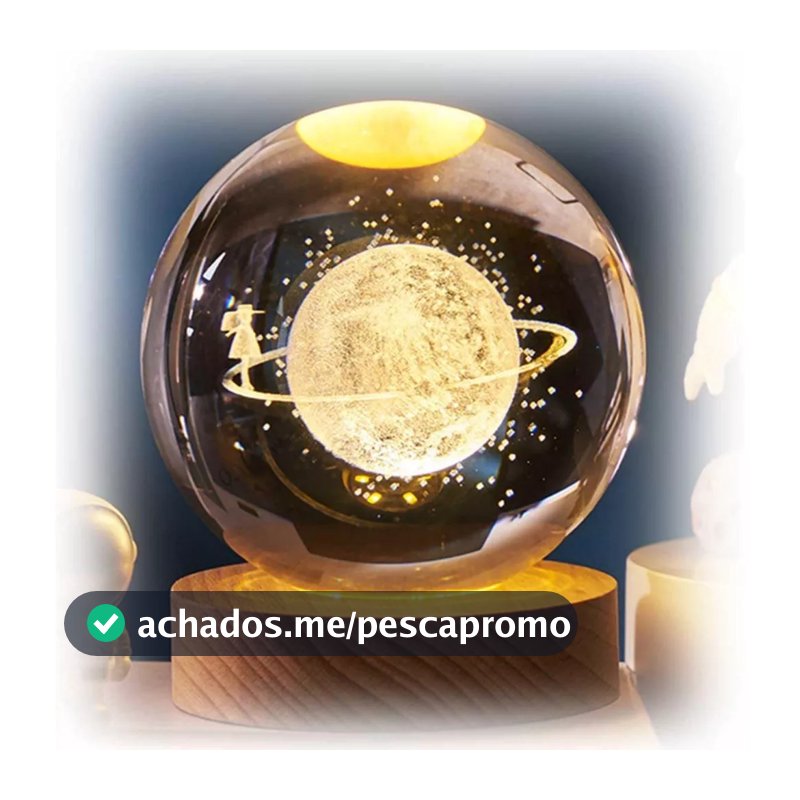 Luminária de mesa globo Decorativo com LED bola de cristal 3d enfeite universo USB