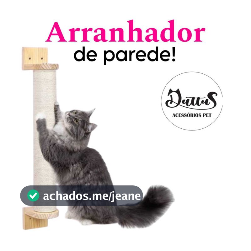 Arranhador de parede de Madeira Pinus e Sisal Natural de 50cm a 115cm