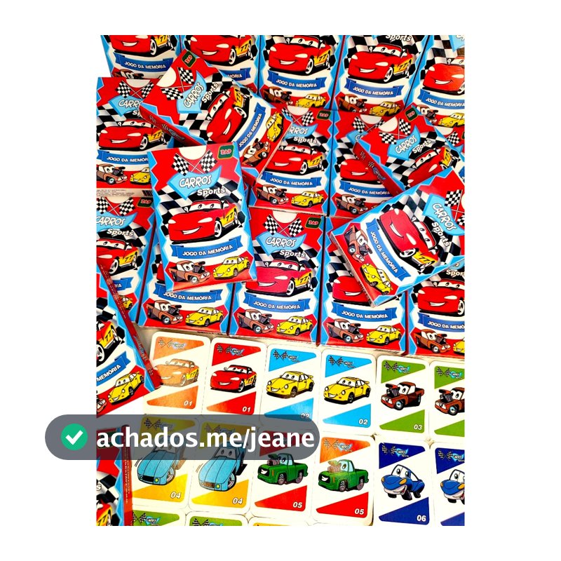 Kit 10 Jogo Da Memoria Carros  Kit Festa Infantil Para Lembrancinha Aniversario Prenda Quermesse