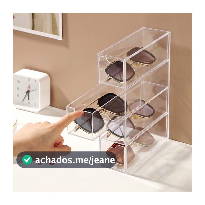 4 Camadas Caixa de Armazenamento de Mesa Estilo Gaveta de Acrílico à Prova de Poeira
