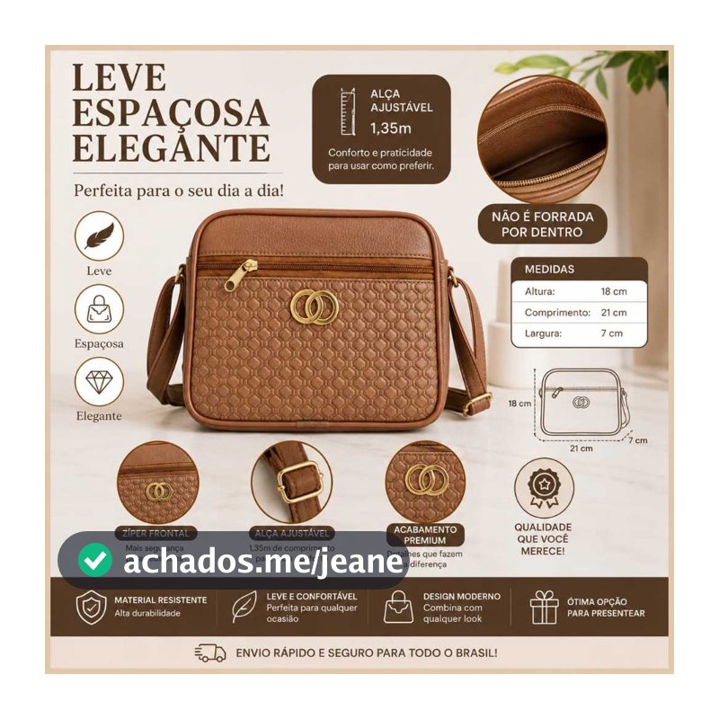 Bolsa de Ombro Feminina Estilo Elegante Couro Sintético