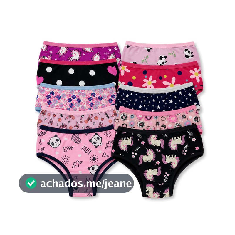 Kit 10, 5 Calcinhas Infantil Feminina Tecido Premium Forro de Algodão Estampada Confortável