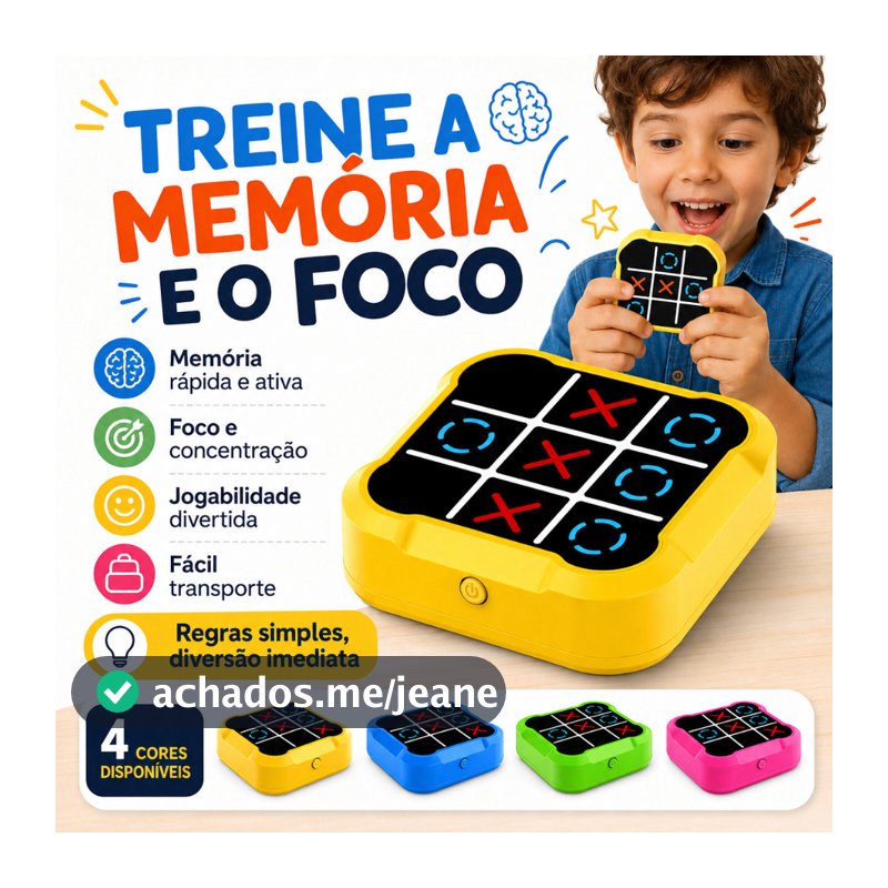 Jogo Da Velha Digital 3 Em 1 Compacto E Portátil Console Jogo da Memória Eletrônico Infantil