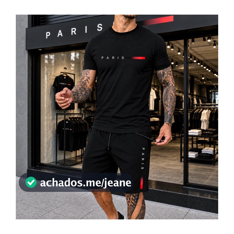 Kit camiseta + bermuda PARIS MINIMALIST Kit confortável algodão
