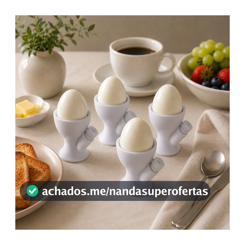 Kit 4 Porta Ovo Cozido Café Quente Com Saleiro Cozinha Mesa Posta Elegante Café da Manhã Taça