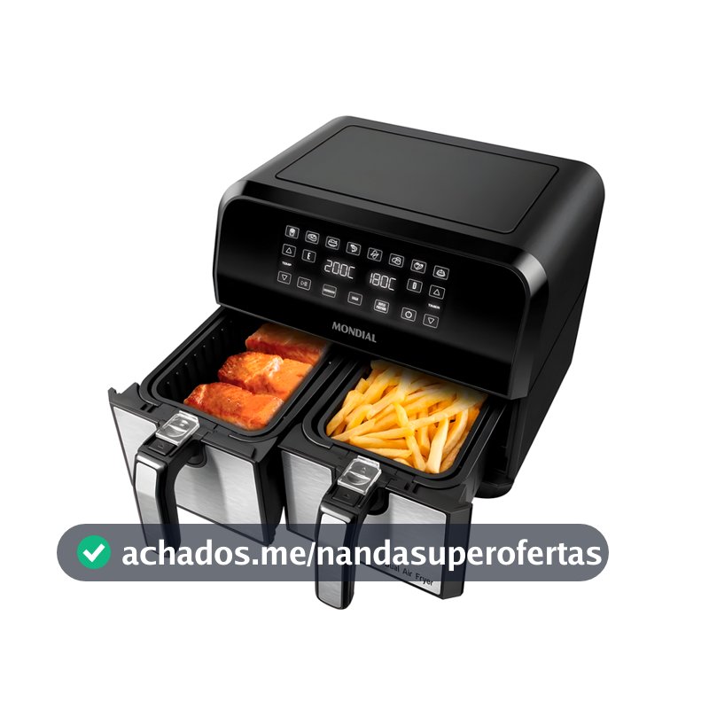 Fritadeira Air Fryer Mondial AFD-01-BI Duplo Cesto 8L 2000W