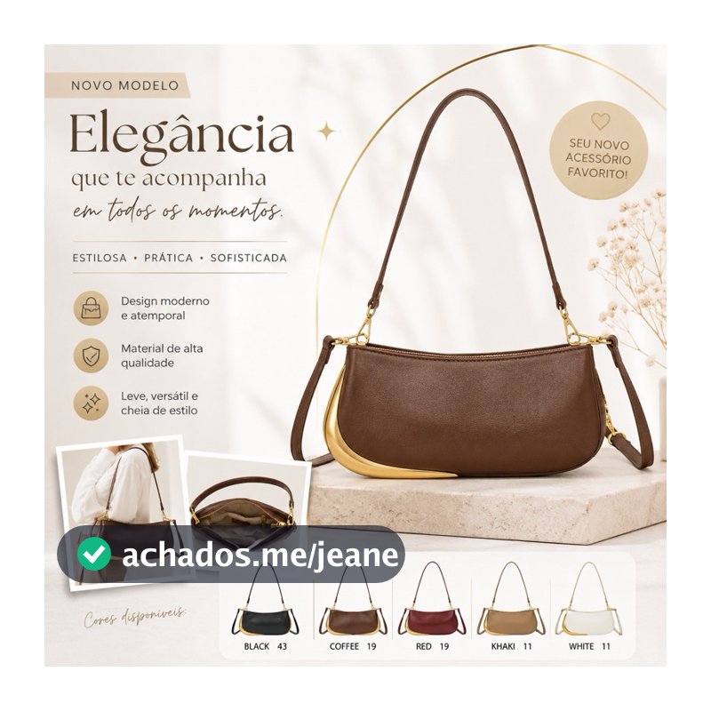 Bolsa Feminina de Ombro e Transversal 2 em 1 Pequena Elegante com Alça Ajustável HL0038