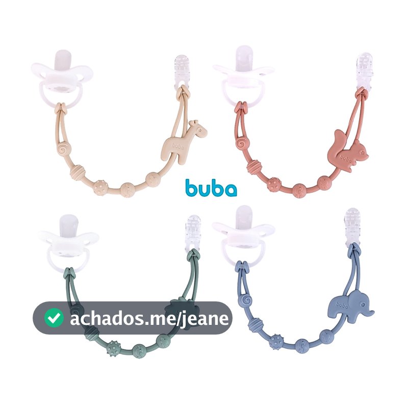 Prendedor de Chupeta Menino e Menina de Silicone Buba Clipe para Chupeta de Bebê